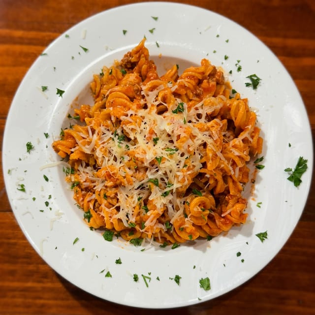 Fusilli Bolognese.